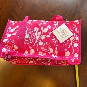 Thirty One Gives Pink Paisley Floral Utility Tote Bag 5 Pockets